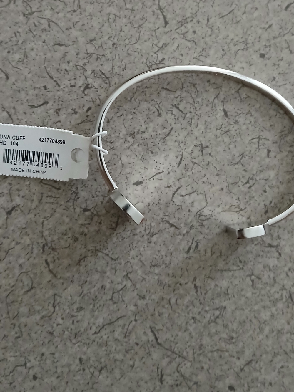 Kendra Scott Silver Open Cuff Bracelet Gray Marble Stone Minimalist NWT